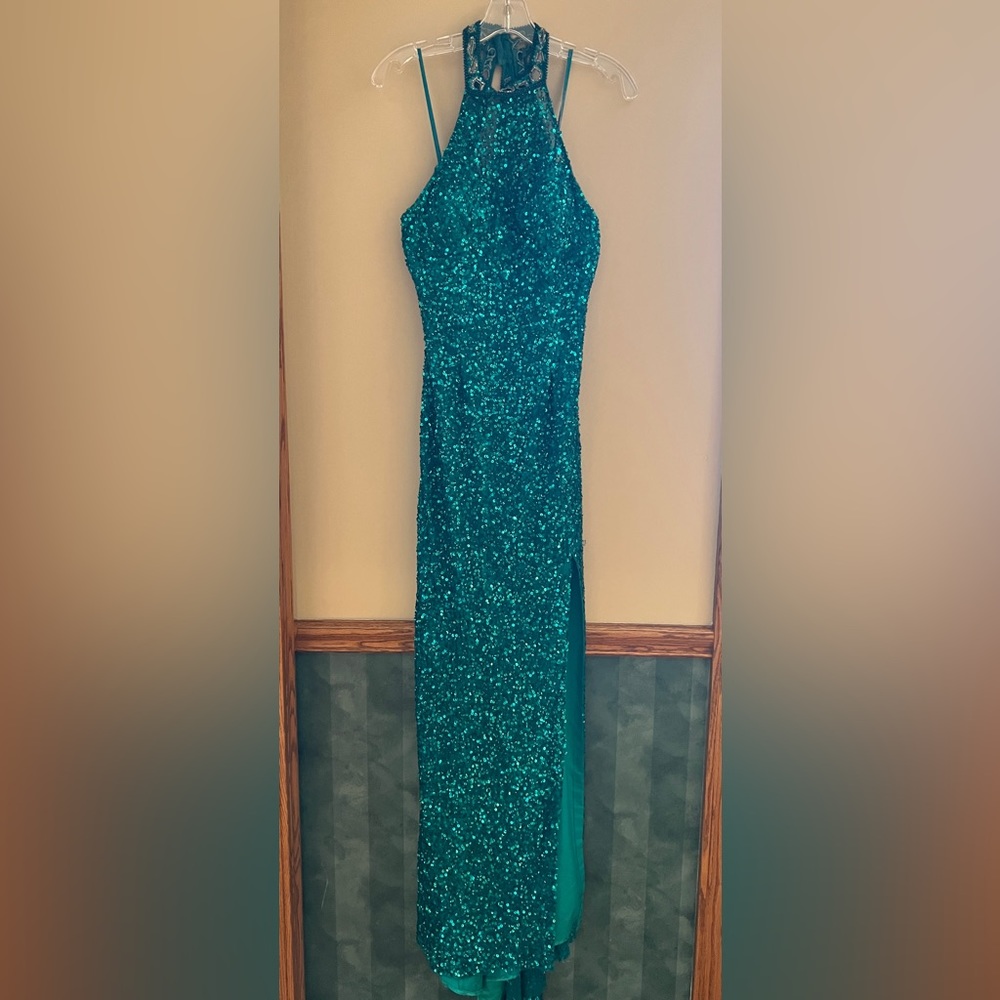 Teal Full Sequin/Beaded Dress